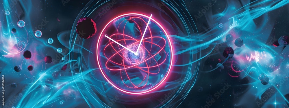 Poster atomic clock visualizing the precision of time measured by atomic in a captivating