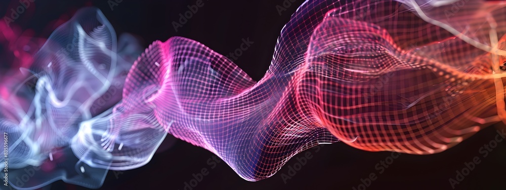 Poster mesmerizing pulsating swirls of light and motion in vibrant fractal patterns
