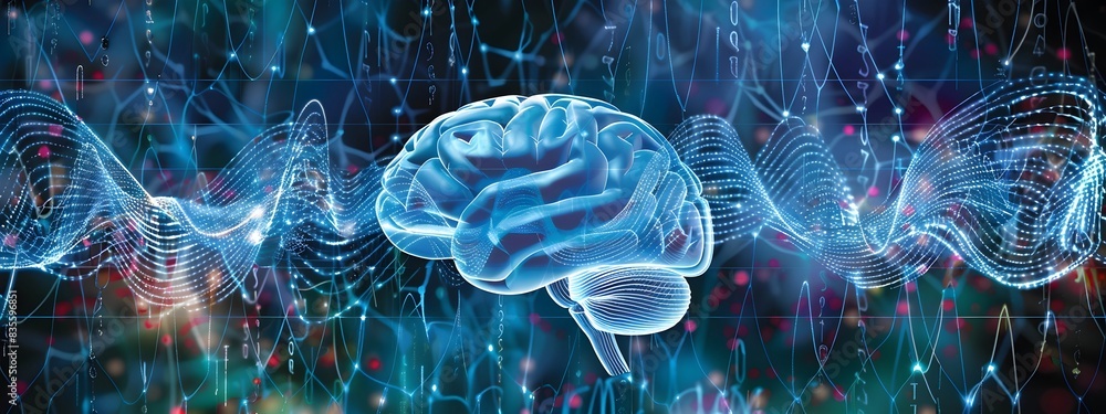 Poster vibrant neural network patterns depicting brain activity dynamics