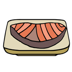 シャケ　焼き魚　イラスト