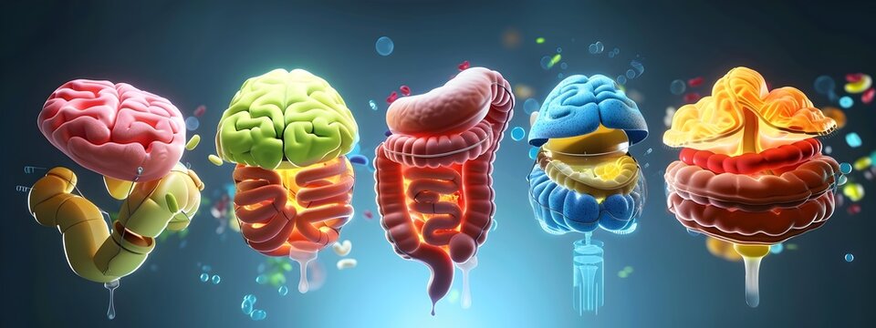 Detailed 3D Rendered of Digestive Processes Occurring at Different Rates and Frequencies within the