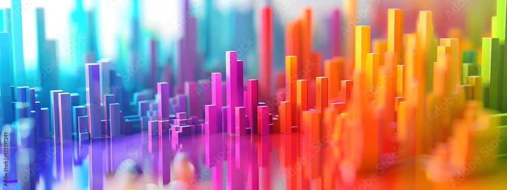 Poster vibrant 3d frequency spectrum visualization colorful digital data graph display
