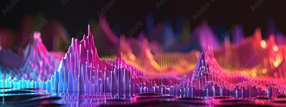 Aufkleber vibrant frequency spectrum mesmerizing 3d rendered visualization of colorful audio waves and signals