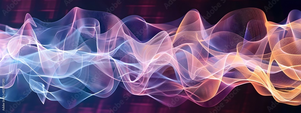 Poster captivating undulating sound waves vibrant digital abstract visualization