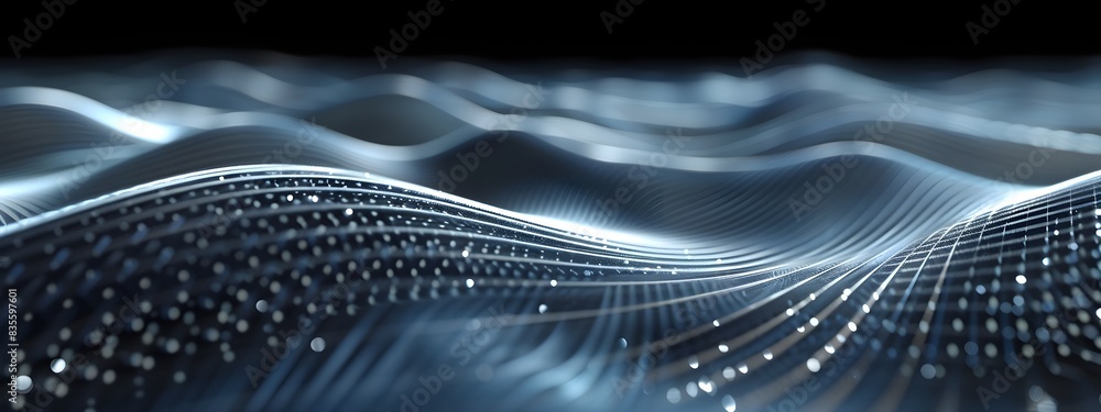 Poster elegant 3d rendered sine wave pattern with undulating lines and curves