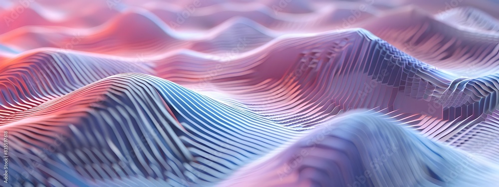 Poster prismatic sine wave landscape dynamic 3d generative abstract digital art