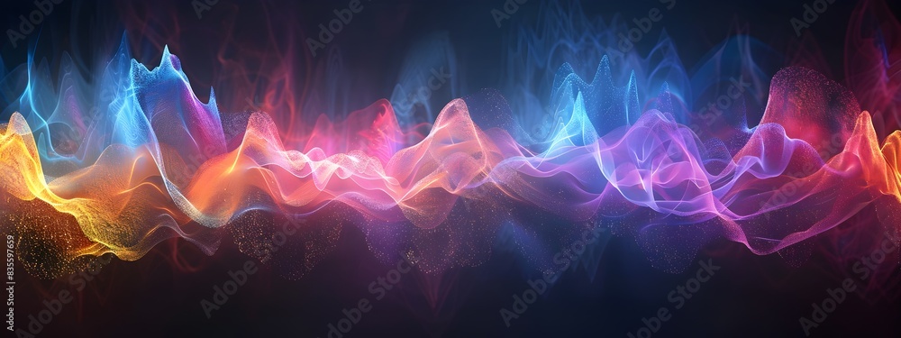 Poster vibrant light waves with varying frequencies in the electromagnetic spectrum