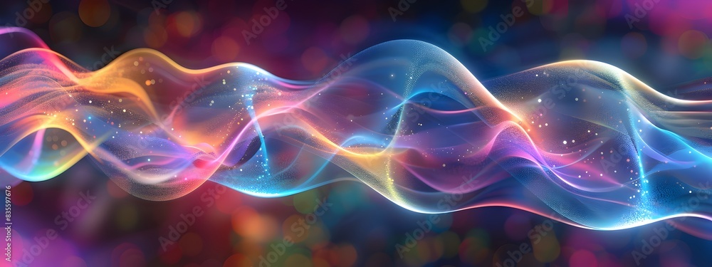 Poster mesmerizing electromagnetic spectrum visualized in vibrant light waves