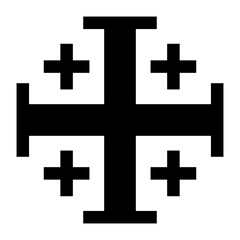 Jerusalem Cross - Catholic Christian Symbol Silhouette - Editable Stroke Illustration