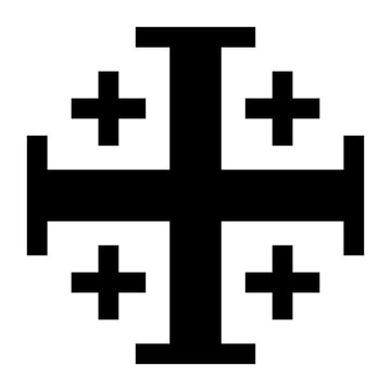 Jerusalem Cross - Catholic Christian Symbol Silhouette - Editable Stroke Illustration