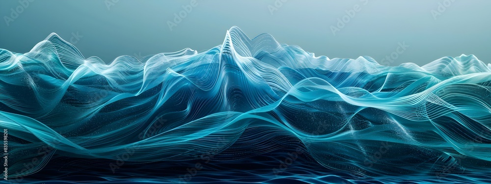 Poster mesmerizing visualization of sonar waves for underwater navigation