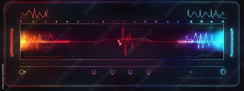 Aufkleber oscilloscope display illustrating electrical signals at different frequencies in a digital graphic