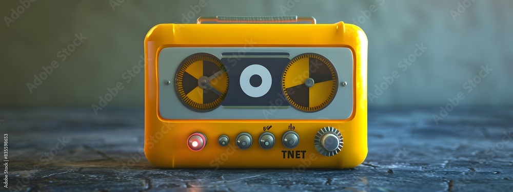 Poster d rendered geiger counter radiation detection device with audible clicks