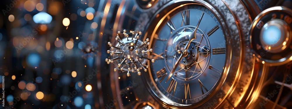 Poster d rendering of an atomic clock precise time measurement through atomic transitions