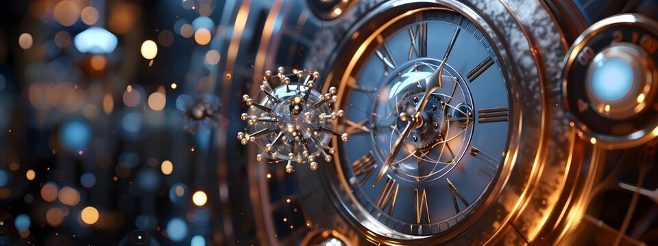 D Rendering of an Atomic Clock Precise Time Measurement Through Atomic Transitions