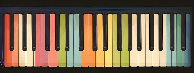 Fototapeta premium of Piano Keyboard with Musical Frequencies