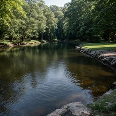 the water is full of clear rocks and water flowing in