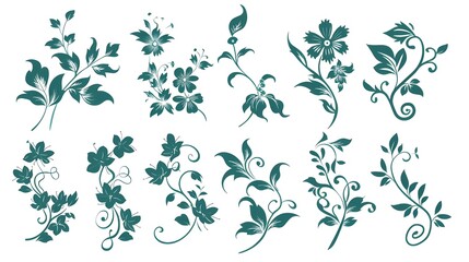 set of floral elements