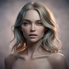 Naklejka premium A beautiful model female with blonde hair