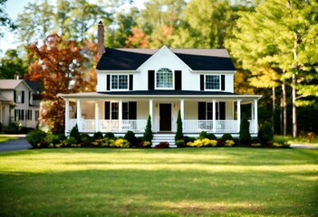 Obraz premium center entry colonial with dormers