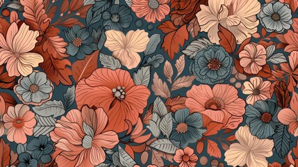 Colorful beautiful flower decorations, easy on the eyes background, for decoration and wrapping, seamless pattern. For fabric, silk, printing.