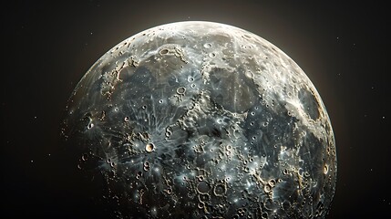 artistic photo of the Last Quarter Moon with half of its face illuminated showing craters and mountains along the terminator line - Powered by Adobe