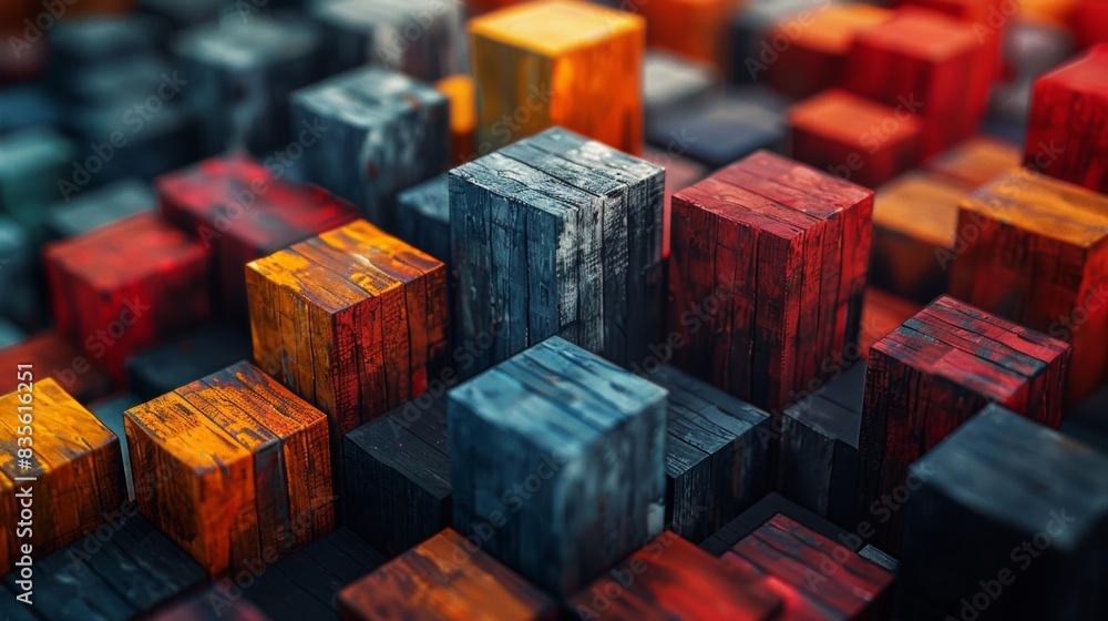 Aufkleber small blocks are arranged to form abstract shapes.