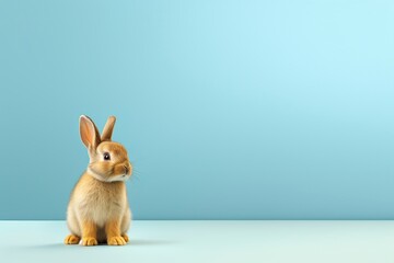 white rabbit on blue background, generative ai