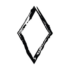 Frame rhombus texture element, outline border grunge shape icon, decorative doodle for design in vector illustration