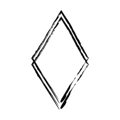 Frame rhombus texture element, outline border grunge shape icon, decorative doodle for design in vector illustration