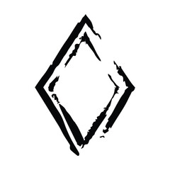 Frame rhombus texture element, outline border grunge shape icon, decorative doodle for design in vector illustration
