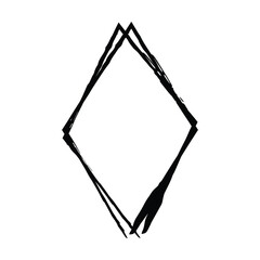 Frame rhombus texture element, outline border grunge shape icon, decorative doodle for design in vector illustration