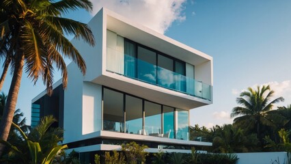 Obraz premium a view of a house in a beach