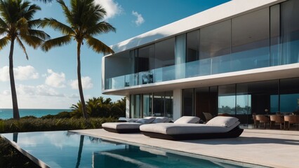 Obraz premium a view of a house in a beach