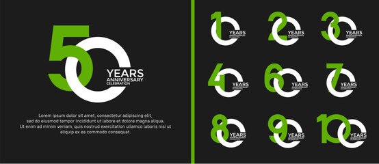 anniversary logo style set with green and white color can be use for celebration moment