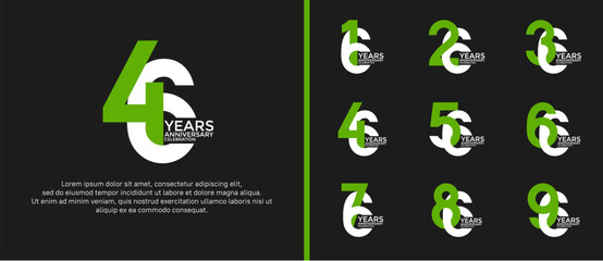anniversary logo style set with green and white color can be use for celebration moment