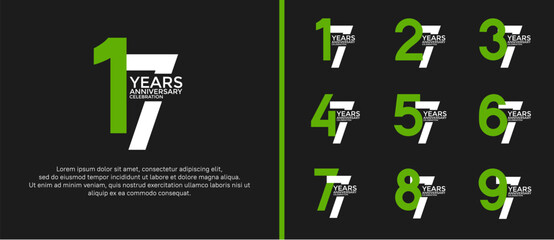 anniversary logo style set with green and white color can be use for celebration moment