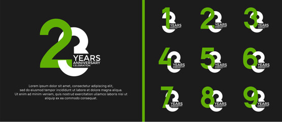 anniversary logo style set with green and white color can be use for celebration moment