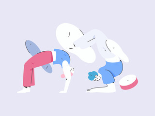 Practicing yoga, physical and mental health, flat vector character concept, operation hand drawn illustration
