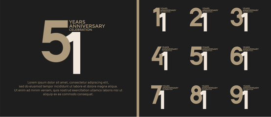 anniversary logo style set with brown color can be use for celebration moment