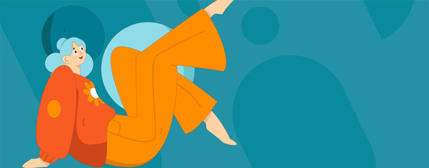 Practicing yoga, physical and mental health, flat vector character concept, operation hand drawn illustration
