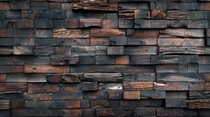 Texture of aged wood wall covering created from wooden panels