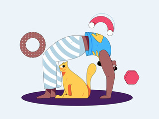 Practicing yoga, physical and mental health, flat vector character concept, operation hand drawn illustration
