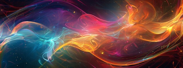 Fototapeta premium A digital painting featuring abstract patterns of swirling lines, reminiscent of waves and flow