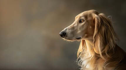 afghan hound dog portrait wallpaper with good expression and blurred neutral background
