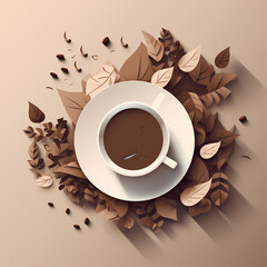 Paper cut 3d coffee poster banner template vector image