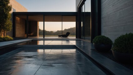 Obraz premium modern luxury house with concrete floor