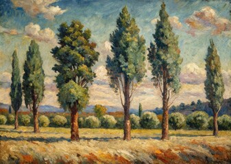 Fototapeta premium Autumn mountain forest with colorful foliage and clear blue sky