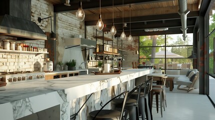 modern kitchen interiors with modern chair and dinning table