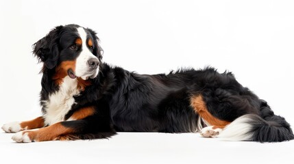 bernese mountain dog portrait wallpaper with good expression and blurred neutral background